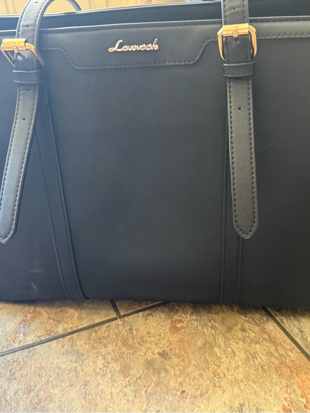 Black Structured Laptop Tote for Women